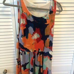 Patterned Anthropologie fit and flair dress